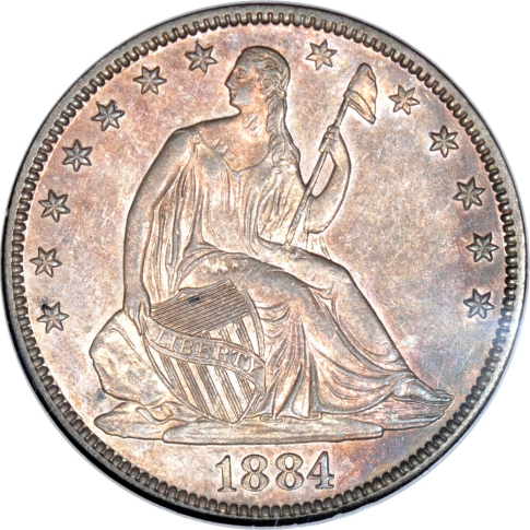 1884 50C Seated Liberty Half Dollar NGC AU55 (CAC)