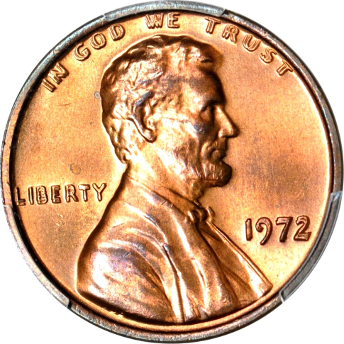 1972 1C Doubled Die Obverse Lincoln Memorial Cent PCGS MS66RB