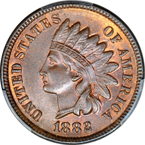 1882 1C Indian Cent PCGS MS64BN (PHOTO SEAL)