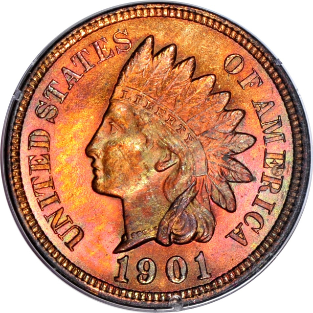 1901 1C Indian Cent *Rattler-Holder* PCGS MS63RB (PHOTO SEAL)