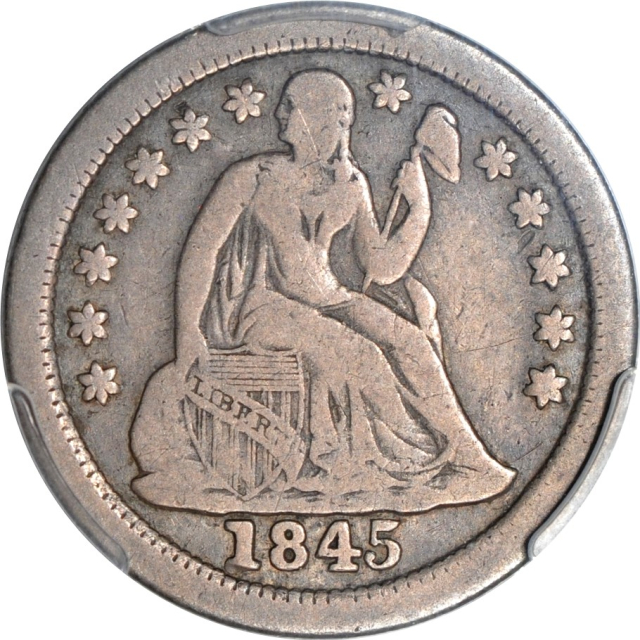 1845-O 10C Liberty Seated Dime PCGS F12