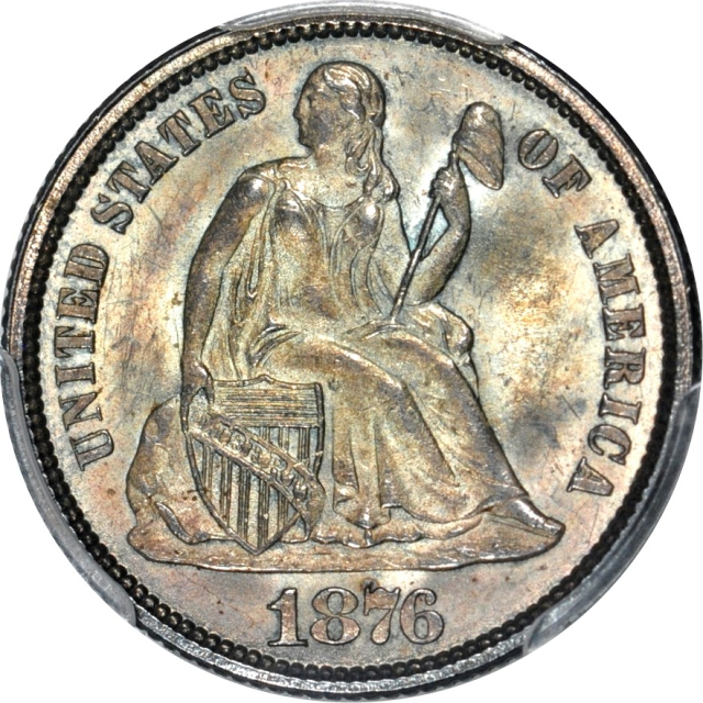 1876 10C Liberty Seated Dime PCGS MS66+ (CAC)