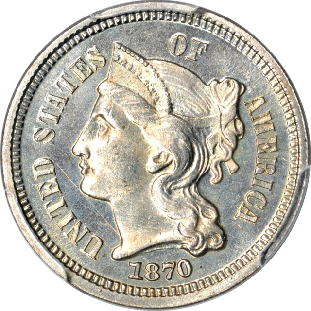 1870 3CN Three Cent Nickel PCGS PR64