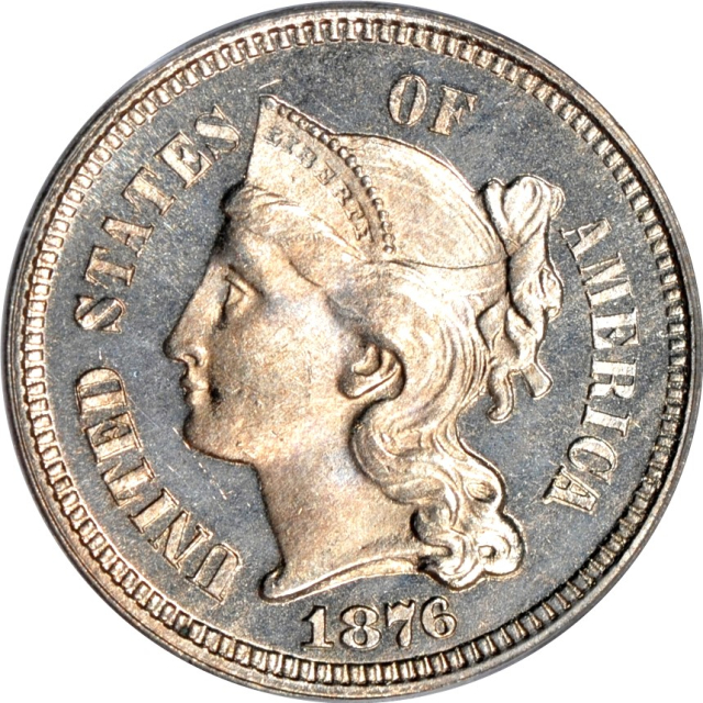 1876 3CN Three Cent Nickel PCGS PR65CAM