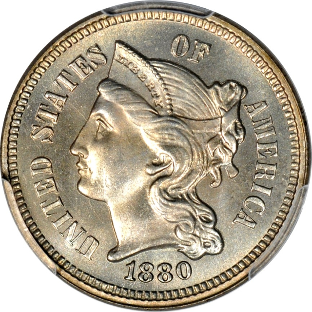 1880 3CN Three Cent Nickel PCGS PR66+ (CAC)
