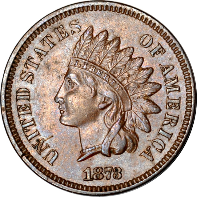 1873 1C Closed 3 Indian Cent Gem AU