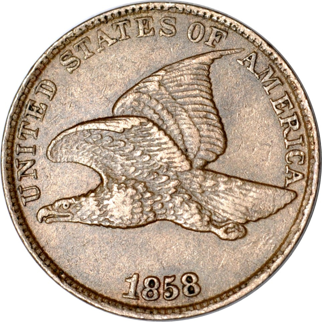 1858 1C Large Letters Flying Eagle Cent Choice XF