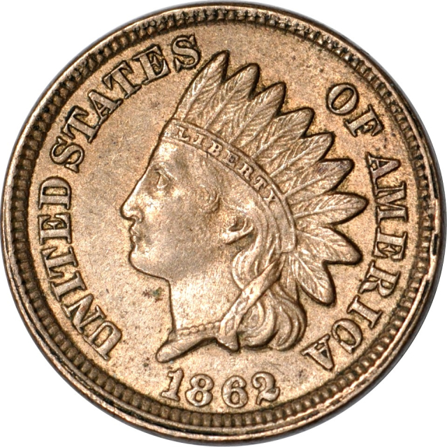 1862 1C Indian Cent Gem AU