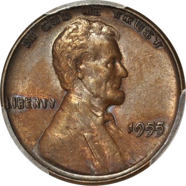1955 1C Doubled Die Obverse Lincoln Cent PCGS AU58+BN (CAC)