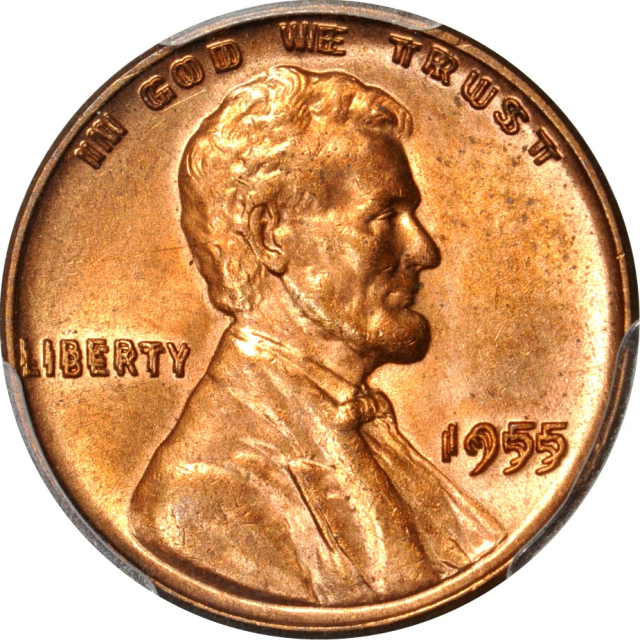 1955/55 1C DDO Lincoln Cent PCGS UNC-RED Details(Scratch)