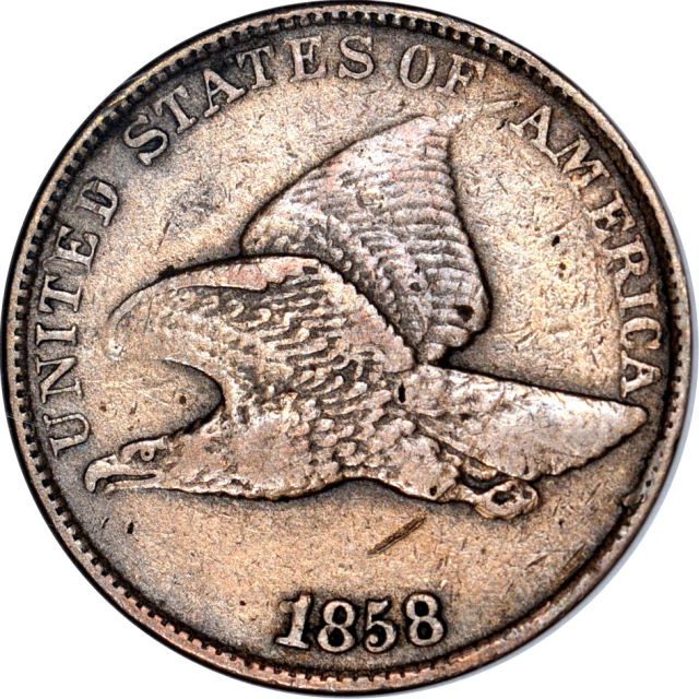1858/7 1C Flying Eagle Cent ANACS XF Details(Cleaned)