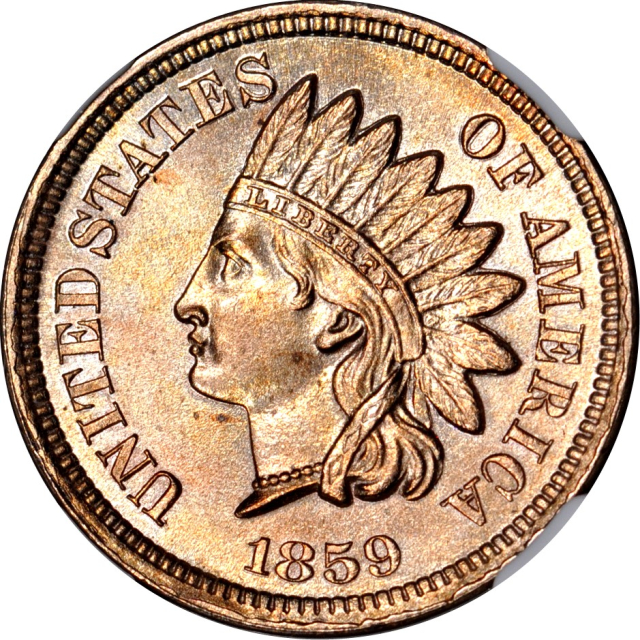 1859 1C Shield Reverse Indian Cent NGC MS65 (PHOTO SEAL)