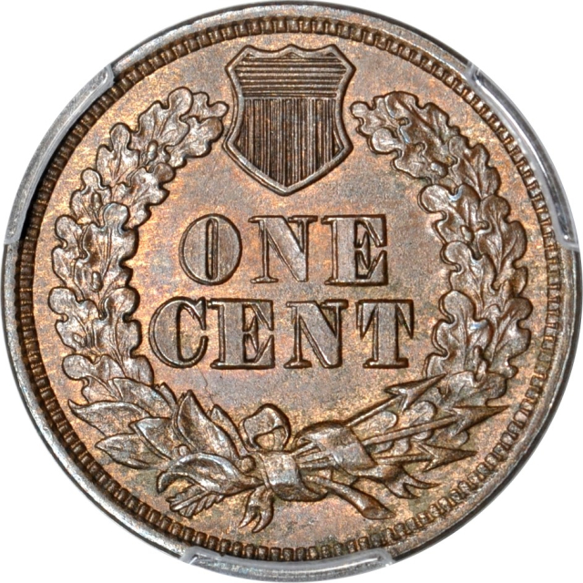 1865 1C Fancy 5 Snow-2 DDR Indian Cent PCGS MS62BN (PHOTO SEAL)