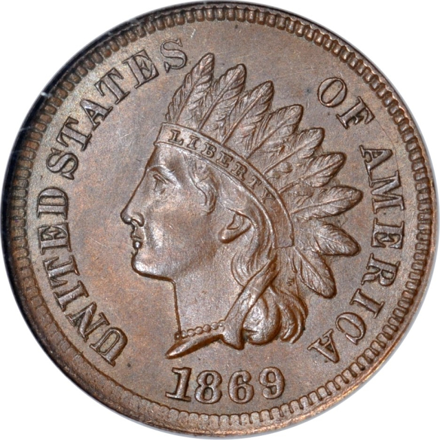 1869 1C Indian Cent NGC MS64BN (PHOTO SEAL & CAC)