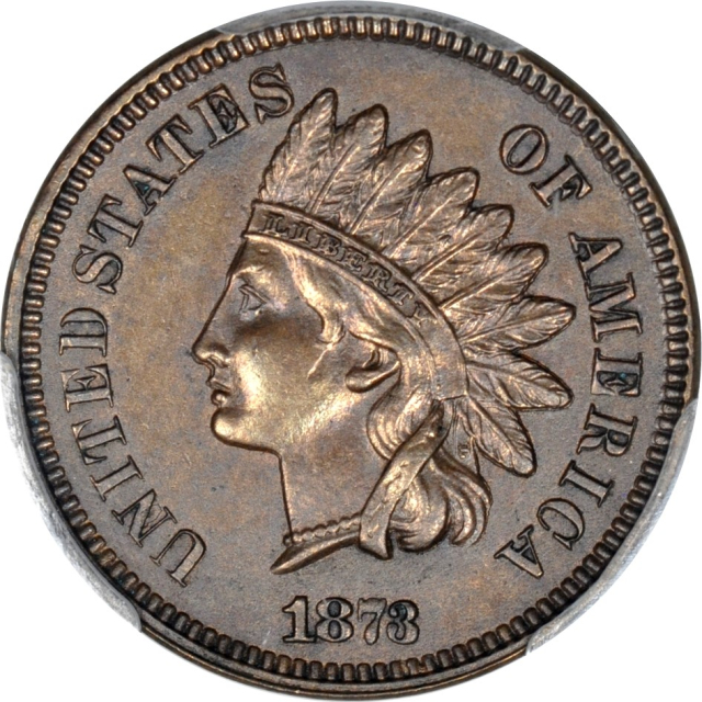 1873 1C Doubled LIBERTY Snow-1 Indian Cent PCGS AU55BN (PHOTO SEAL)