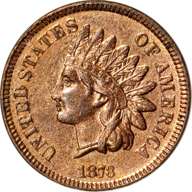 1873 1C Closed-3 Doubled LIBERTY Snow-2 Indian Cent PCI AU55