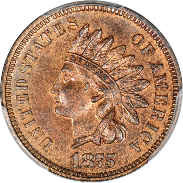 1875 1C Indian Cent PCGS PR63RB (PHOTO SEAL)