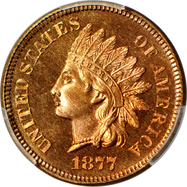 1877 1C Indian Cent PCGS PR65+RD CAM (PHOTO SEAL)