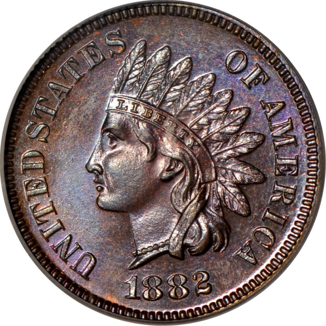 1882 1C Indian Cent PCGS PR66BN (PHOTO SEAL/CAC)