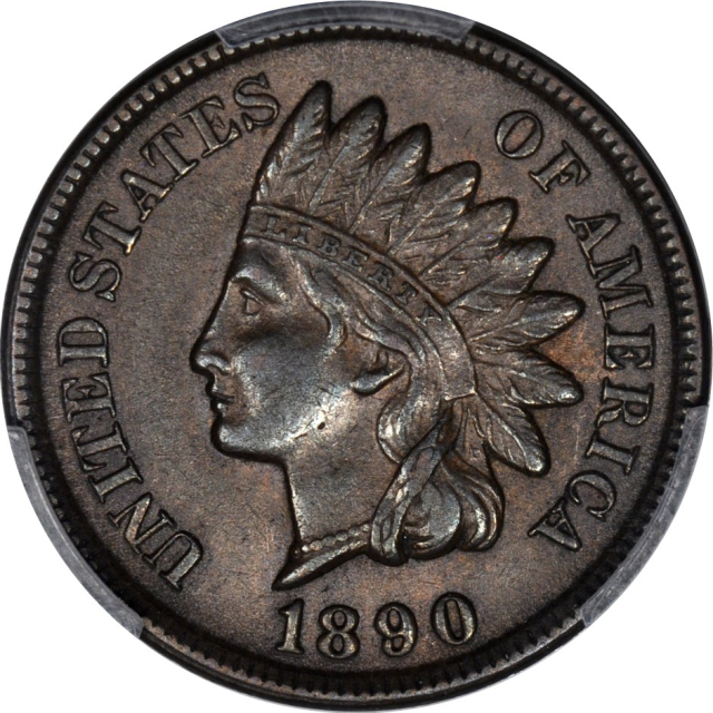 1890 1C Indian Cent PCGS AU53BN (PHOTO SEAL)