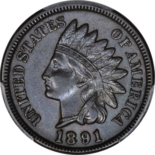 1891 1C Indian Cent PCGS AU50BN