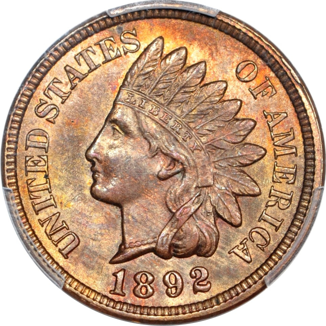 1892 1C Indian Cent PCGS MS64BN