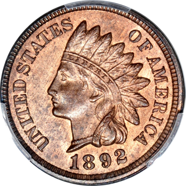 1892 1C Indian Cent PCGS MS64RB (PHOTO SEAL)
