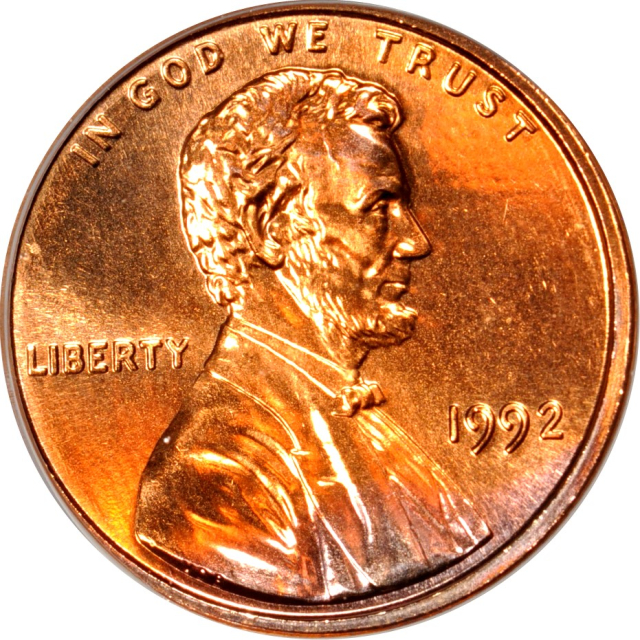1992 1C Lincoln Cent PCGS MS68RD